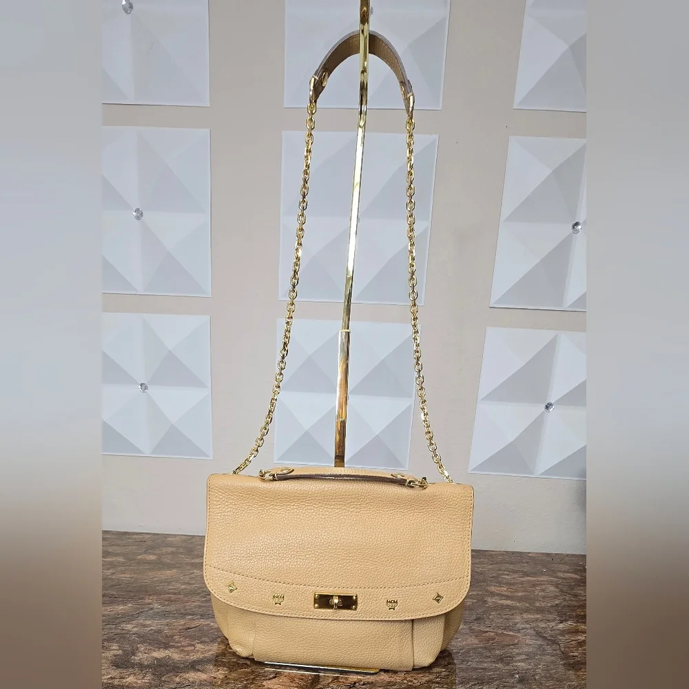 MCM Beige Leather Shoulder Bag - Picture 14 of 15
